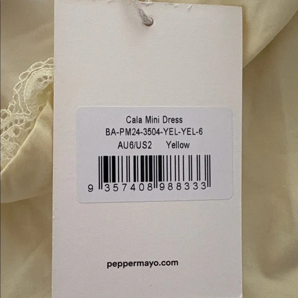 peppermayo yellow cala mini dress size 2 - Picture 3 of 3